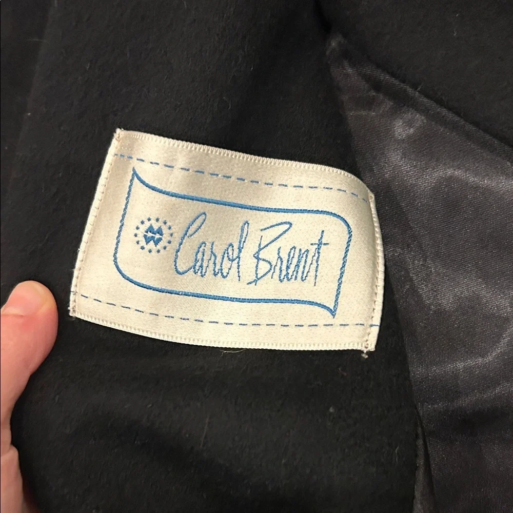 Carol Brent Vintage‎ black long wool coat with real fur collar